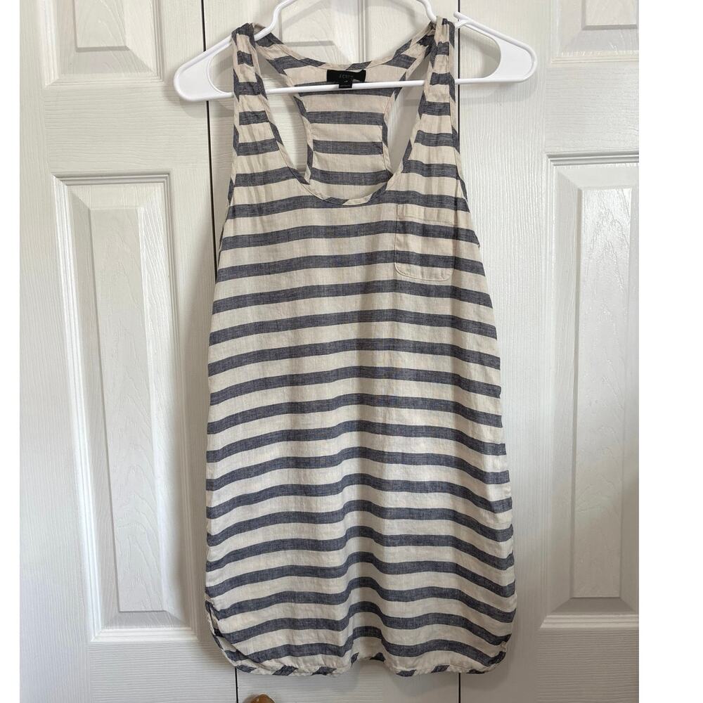 J Crew Nautical Striped Linen Blend Racerback Mini Dress XS